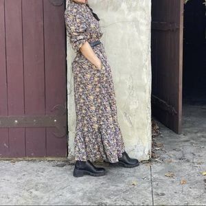 Womens balloon long sleeve dress universal thread black floral medium